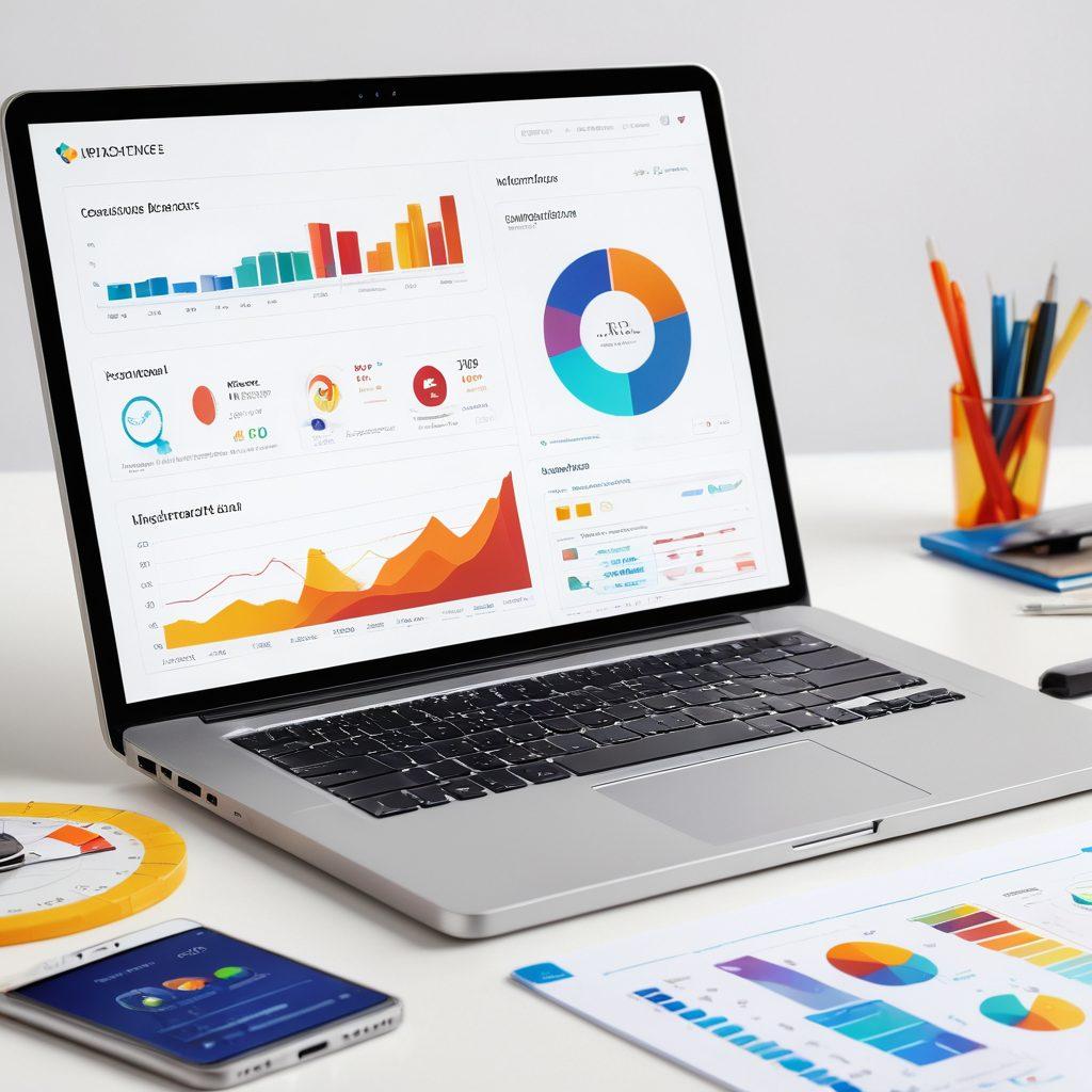 A sleek, modern website dashboard displaying various insurance resources, with an open laptop showcasing expert advice articles. Surrounding the laptop, vibrant charts and graphs symbolize savvy consumer decisions, while a key unlocking a treasure chest of knowledge rests in the foreground. Bright colors and a tech-inspired design enhance the theme of exclusivity in insurance resources. super-realistic. vibrant colors. white background.